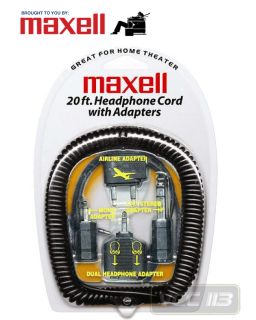 Maxell 190399 Headphone Extension Cord 20 ft Adapters