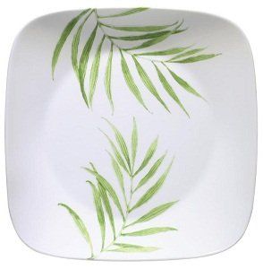 Corelle Bamboo Leaf Square Round 16 Piece Dinnerware Set, Service for