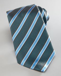 Textured Satin Stripe Tie, Blue
