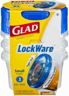 Glad LockWare Small Reusable Plastic Containers, 3 Count Package of 16
