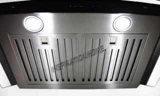  Stainless Steel Glass Wall Mount Range Hood CFM Remote Control