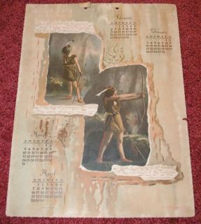 1901 Song of Hiawatha Indian Litho Multi Page Calendar