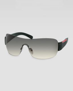  in black $ 220 00 prada rimless shield sunglasses $ 220 00 black