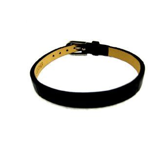 BLACK Genuine Leather Slide Charm Bracelet *Personalize