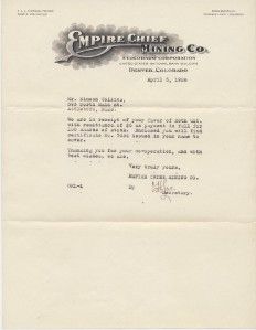  Stock Empire Chief Mining Co Hinsdale County Colorado Reports
