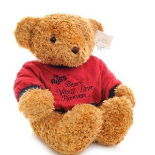 Russ Berrie Large Brown Plush Bear with Jumper which says
