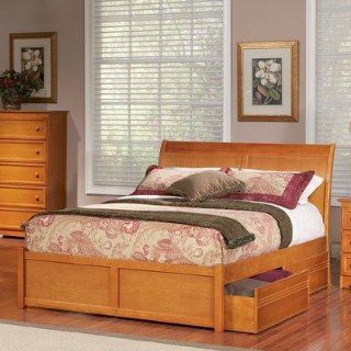 Bordeaux Platform Bed with Flat Panel Drawers in Caramel