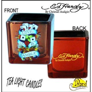 Authentic Ed Hardy Tattoo Square Tea Light Candle SQ3