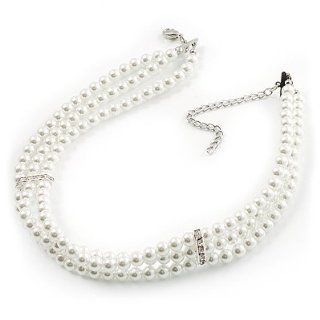 Strand White Glass Pearl Fashion Choker (6mm) Jewelry 