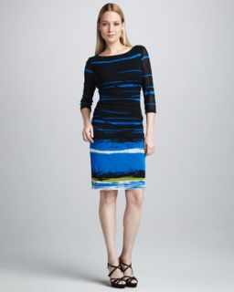  mesh boat neck dress available in navy multi $ 290 00 kay unger
