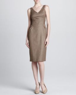 T5REC Michael Kors Gathered Herringbone Sheath Dress