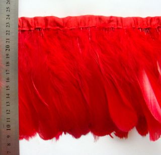 F283 per Feet Red GOOSE Duck Swan Hackle Feather Fringe Trim Brooch