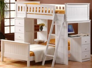 Twin Loft Beds Bunkbed Wooden Student Work Station