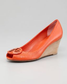  peep toe wedge flame red available in flame red $ 265 00 tory burch