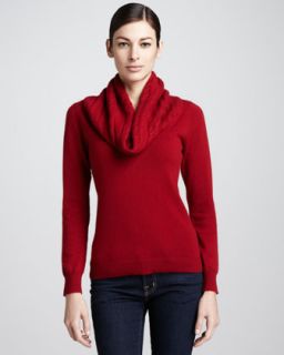  sweater available in cardinal $ 595 00  cable cowl neck