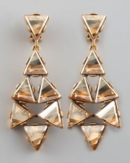 Y18M8 Oscar de la Renta Triangle Cluster Clip Earrings, Golden