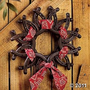 Horseshoe Wreath With Bandana Unique Western Cast Iron Decoration ~NEW