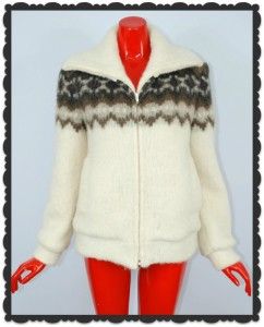 Vintage 70s Hilda Ltd Wool Chevron Icelandic Chunky Sweater Indie Boho