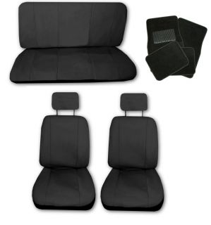 Lightweight Solid Black Synthetic Leather Car Seat Covers w/ Black