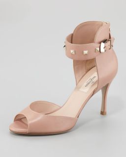 Rockstud Ankle Strap Sandal, Soft Noisette