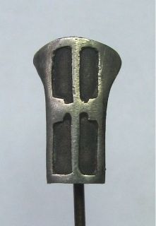  Antique Arts & Crafts Era Heintz Bronze & Sterling Silver Stick Pin