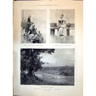 Antique Print of 1893 Royal Academy Boulogne Fisherwoman