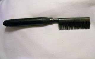 Antique Metal Hot Comb Hair Straightening Comb with Wooden Handle
