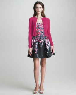 RED Valentino Cropped Cardigan & Square Neck Drop Waist Floral Dress