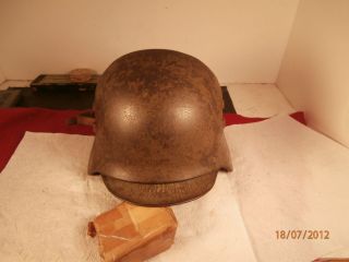 GERMAN WWI SUPER RARE SET Battle damaged helmet & Brow plate