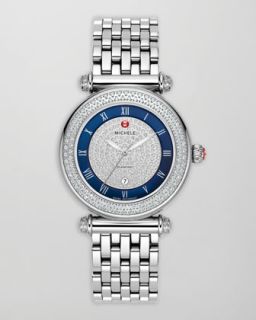 444P Michele Stainless Steel/Blue Caber Pave Diamond Watch Head