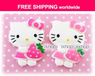 20 pcs FREE SHIP Hello Kitty Strawberry Resin Cabochon 6001 0450