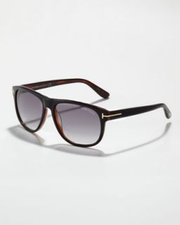 N1TQ3 Tom Ford Olivier Plastic Sunglasses, Black/Horn