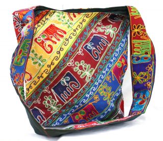 Boho Hippie Fabric Handbag Book Bag for College  Multicolor