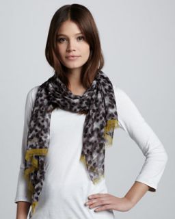 layered chalk dot print scarf dark trench $ 495