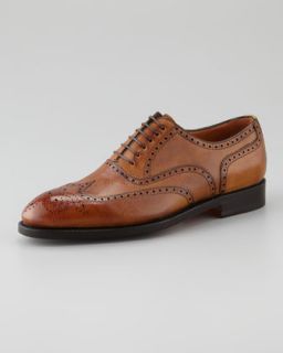 M056L Bontoni Pebbled Wing Tip Marrone Dress Shoe