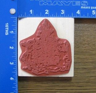 Holly Pond Hill Rubber Stamp Decorating Christmas Tree Bunnies x RARE