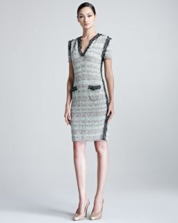 B1YZA Escada Selia Short Sleeve Knitted Tweed Dress