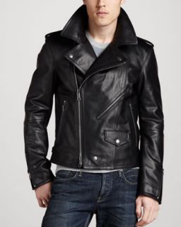 Burberry Brit Washed Leather Motorcycle Jacket   