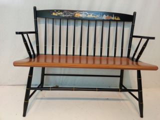 Hitchcock chair chairs co RARE black harvest seaport bench