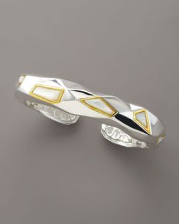 Faceted Mother of Pearl Cuff, Medium