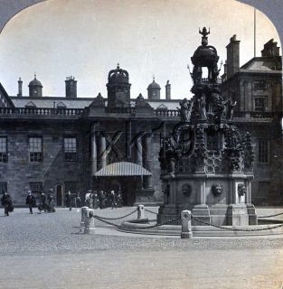  EDINBURGH ~ Monument & Entrance To Holyrood Palace Stereoview stsc90