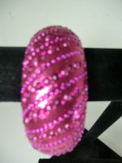 Henri Bendel Dark Pink Glass Crystal Thick Bangle Bracelet $159