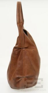 Henry Beguelin Brown Leather Gold Horn Hobo Handbag