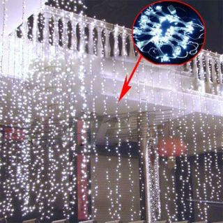 1000 LED Icicle Curtain Lights String 10 3M White L17