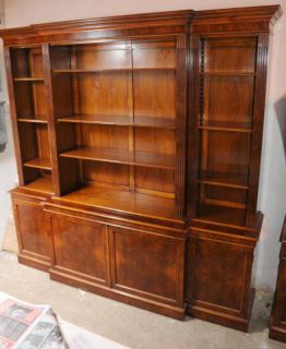 Walnut Regency Breakfront Bookcase Book Case XL Furniture