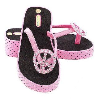Luna Kicks Girls Shoes Pink Platform Polka Dot Flip Flops