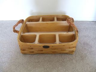 Peterboro Basket with Plastic & Wooden Dividers   Serving or Storage