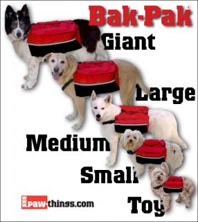 The above photo shows all five sizes of the Bak Pak   from Giant
