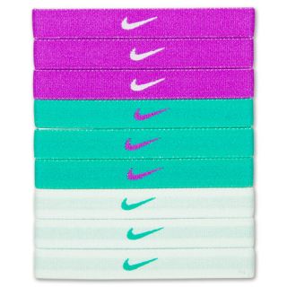 Nike Sport Hairbands 9 Pack Purple/Teal/Grey