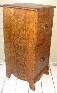 antique tigar oak record cabinet signed herzog nr